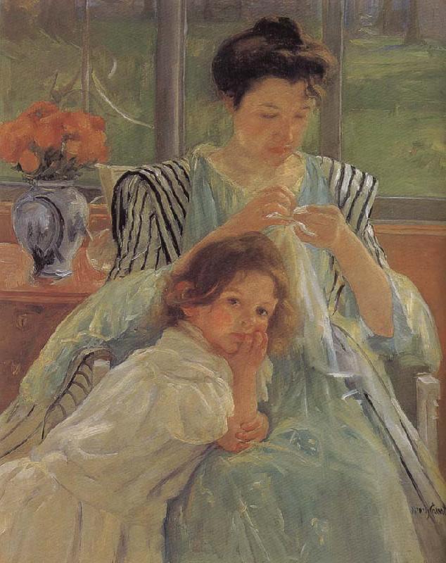 Mary Cassatt The young mother is sewing France oil painting art